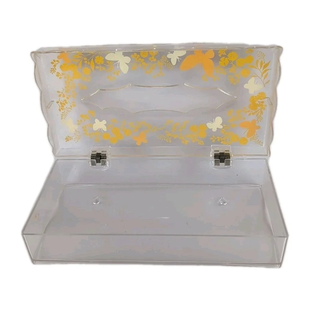 Wolff Acrylic Tissue Box Holder Mount Yellow/Cream Butterflies 10
